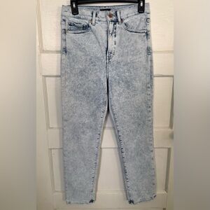 Express Super High Rise Light Blue Acid Wash Jeans